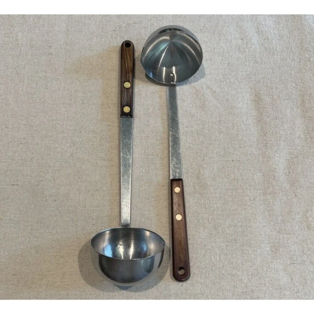 Vintage Marcrest Flint Stainless Steel Ladle Lot USA Wood Handle Kitchen